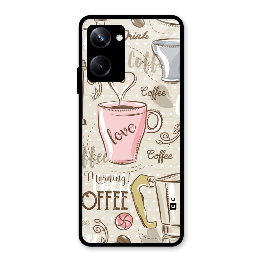 Love Coffee Design Glass Back Case for Realme 10 Pro