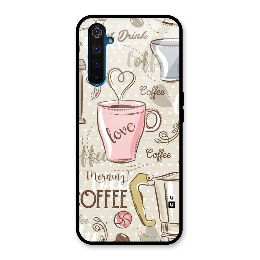 Love Coffee Design Glass Back Case for Realme 6 Pro