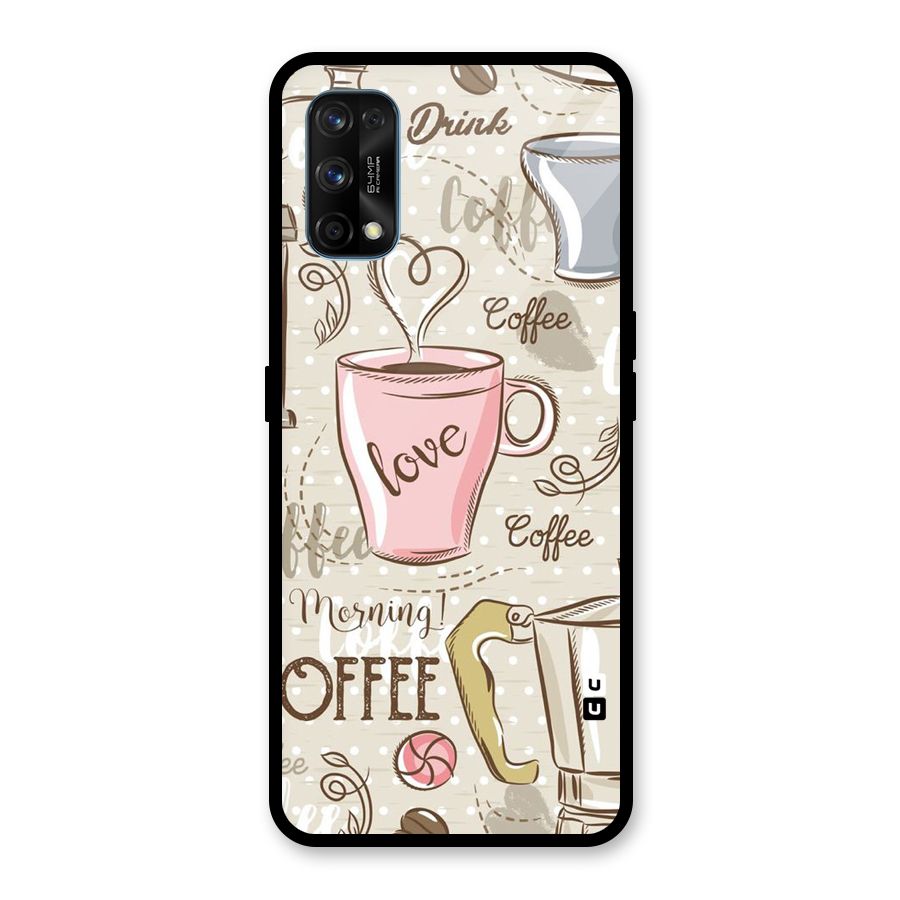 Love Coffee Design Glass Back Case for Realme 7 Pro