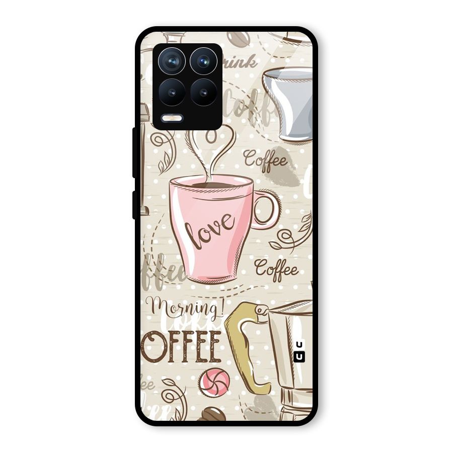 Love Coffee Design Glass Back Case for Realme 8 Pro