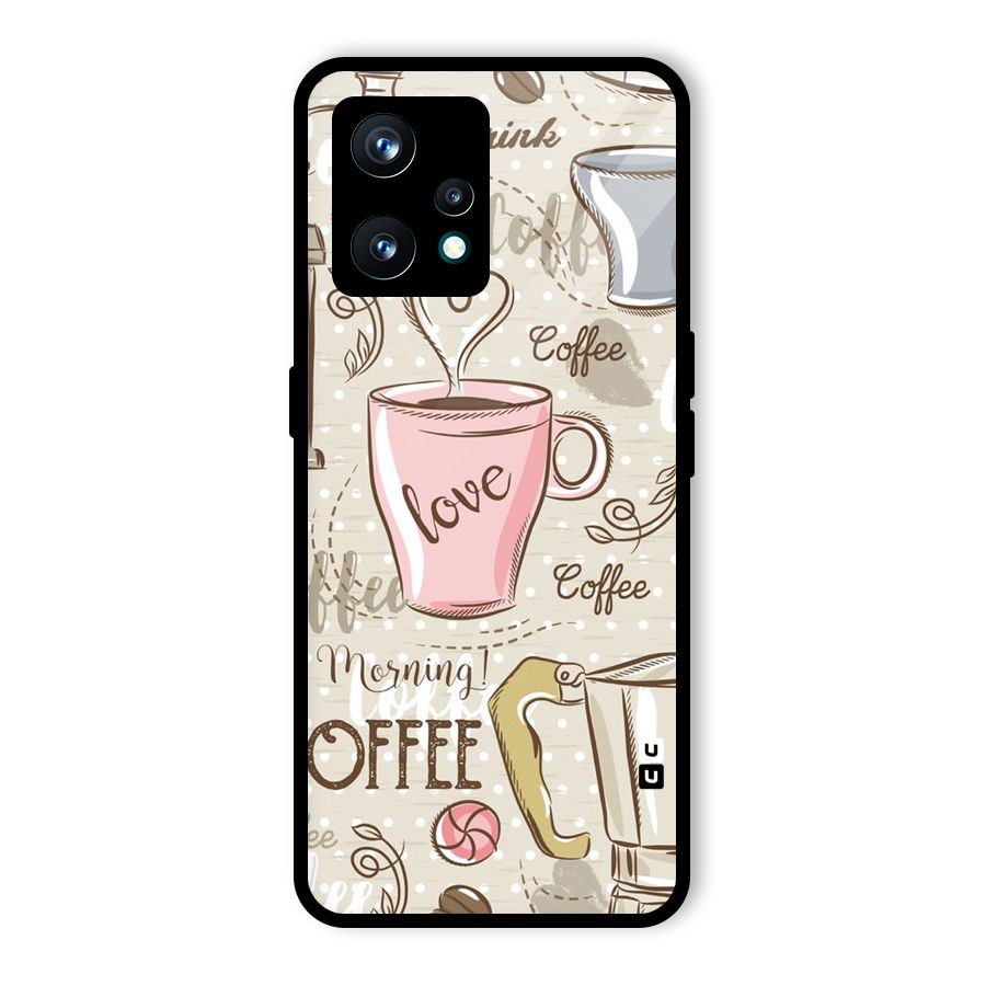 Love Coffee Design Glass Back Case for Realme 9 Pro Plus 5G