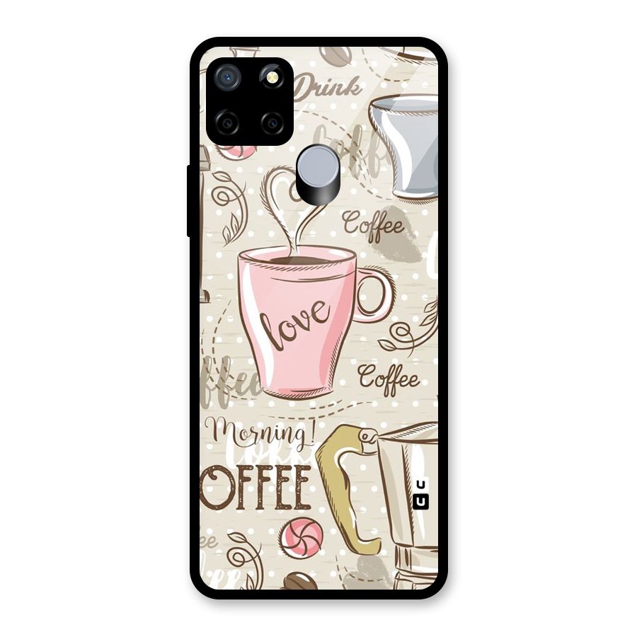 Love Coffee Design Glass Back Case for Realme C15