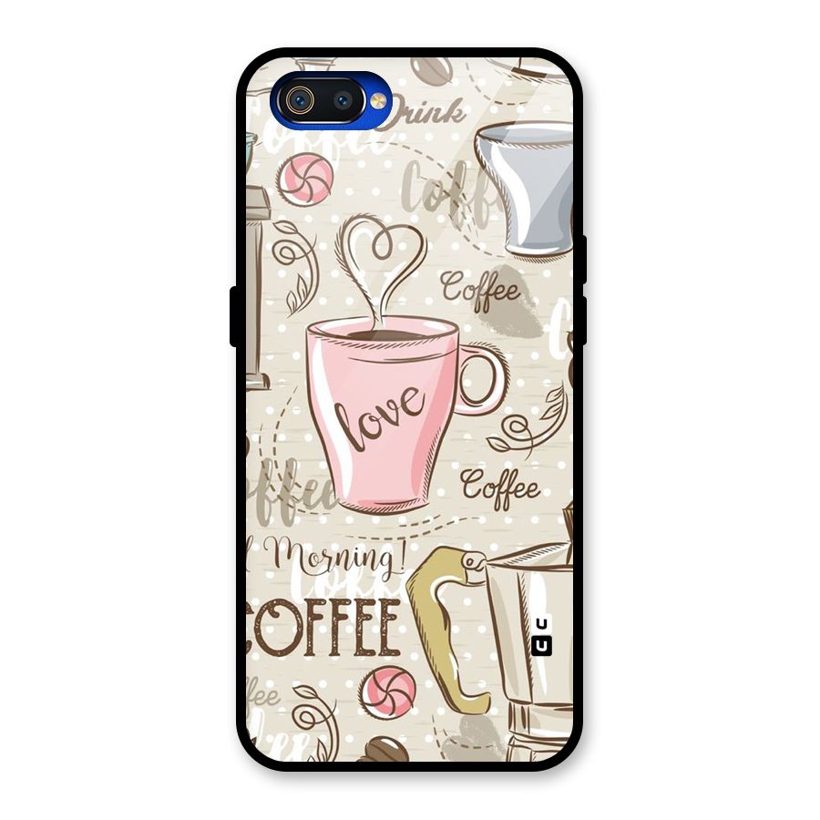 Love Coffee Design Glass Back Case for Realme C2