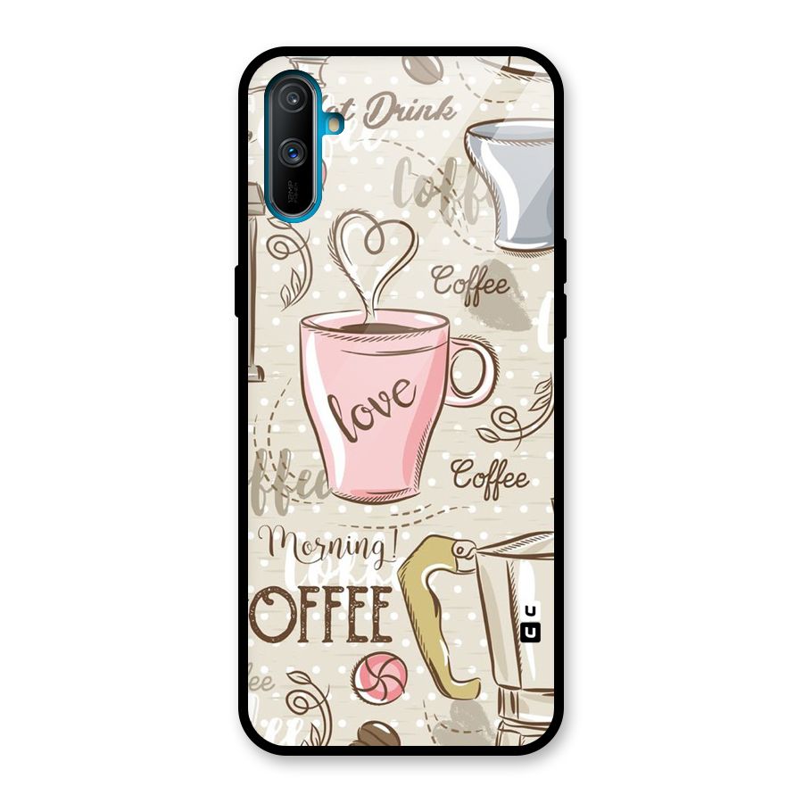 Love Coffee Design Glass Back Case for Realme C3