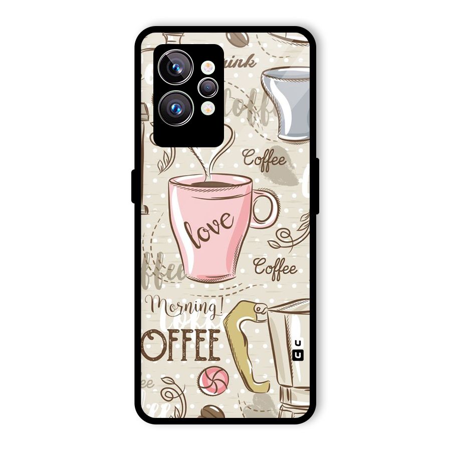 Love Coffee Design Glass Back Case for Realme GT2 Pro