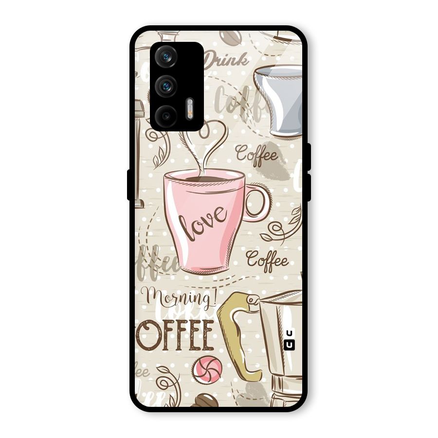 Love Coffee Design Glass Back Case for Realme GT 5G