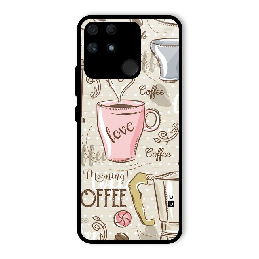 Love Coffee Design Glass Back Case for Realme Narzo 50A