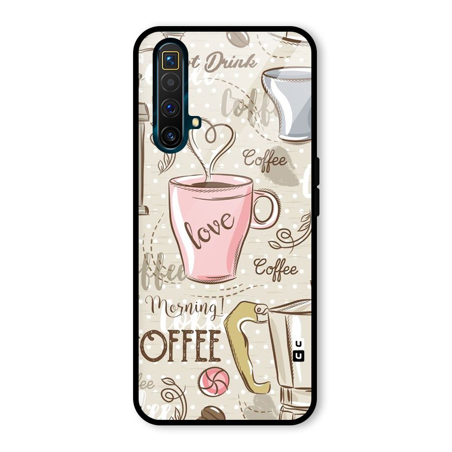 Love Coffee Design Glass Back Case for Realme X3