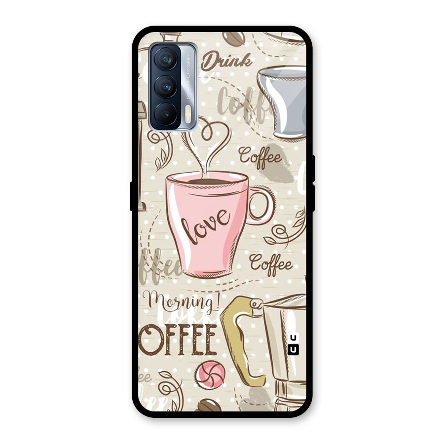 Love Coffee Design Glass Back Case for Realme X7