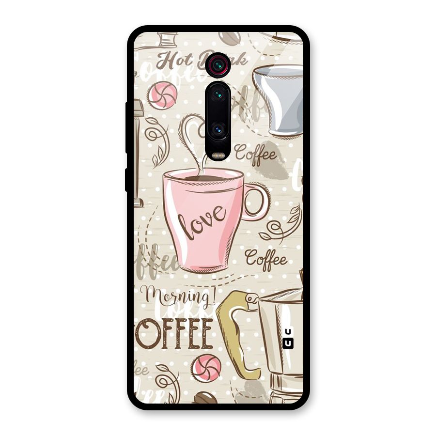 Love Coffee Design Glass Back Case for Redmi K20