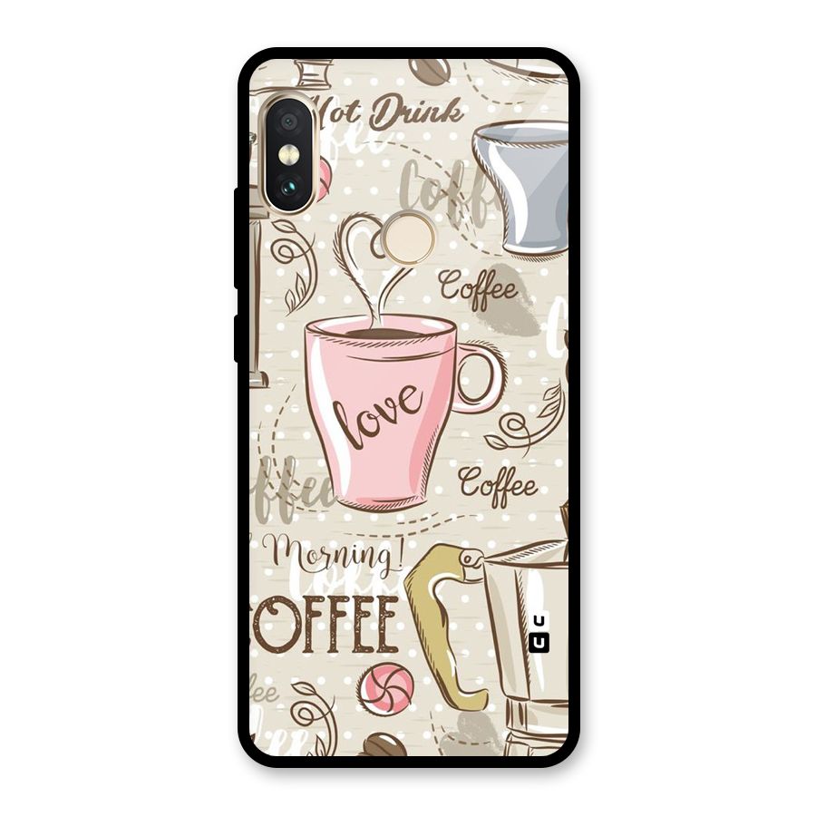 Love Coffee Design Glass Back Case for Redmi Note 5 Pro