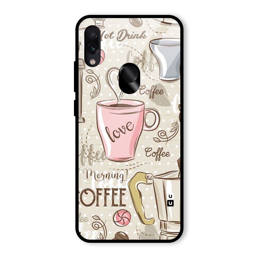 Love Coffee Design Glass Back Case for Redmi Note 7S