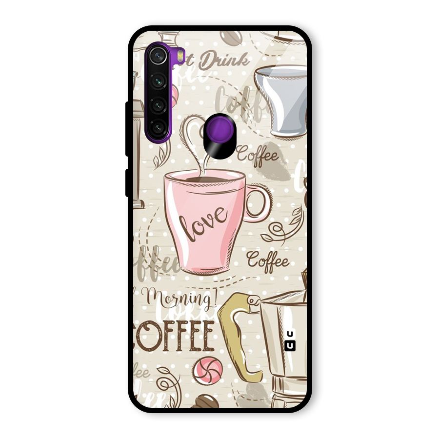 Love Coffee Design Glass Back Case for Redmi Note 8
