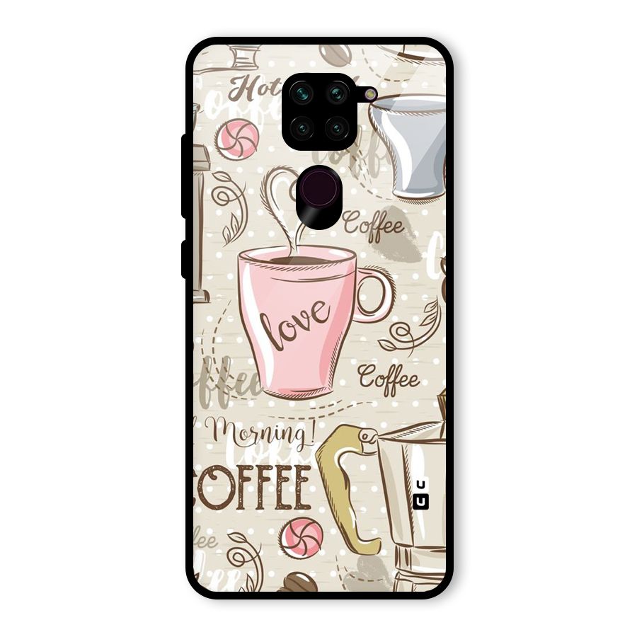 Love Coffee Design Glass Back Case for Redmi Note 9