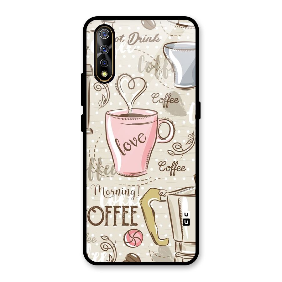 Love Coffee Design Glass Back Case for Vivo S1