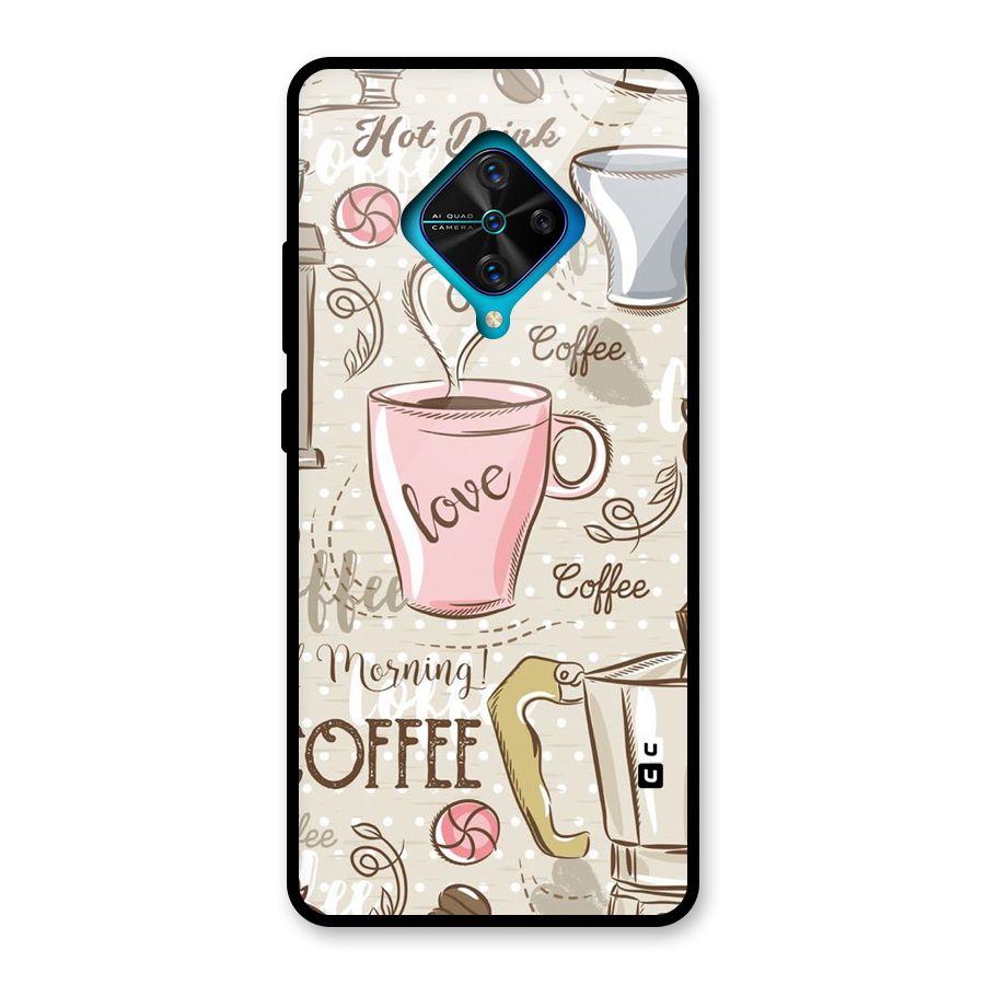 Love Coffee Design Glass Back Case for Vivo S1 Pro