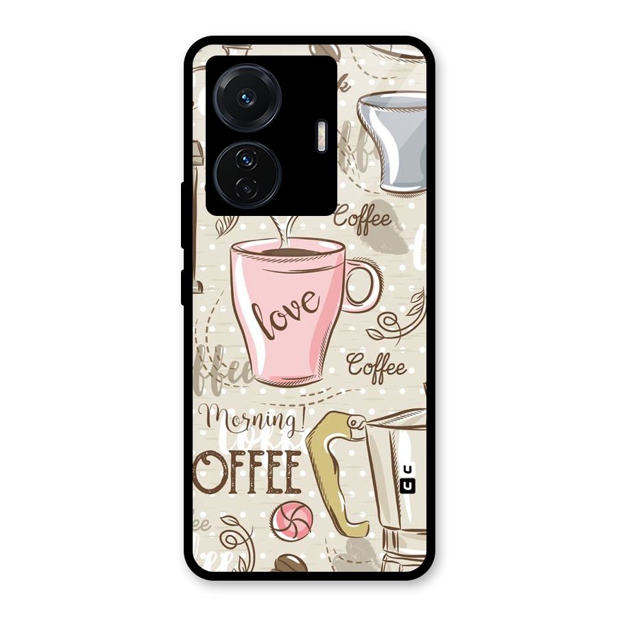 Love Coffee Design Glass Back Case for Vivo T1 Pro