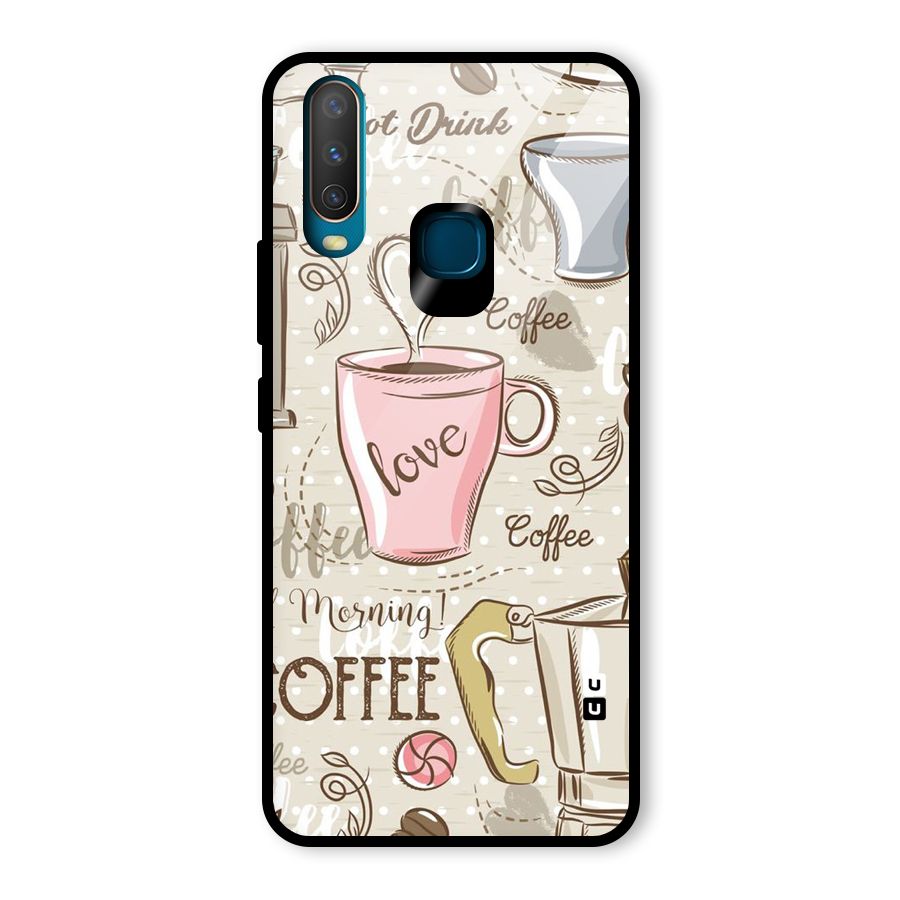 Love Coffee Design Glass Back Case for Vivo U10