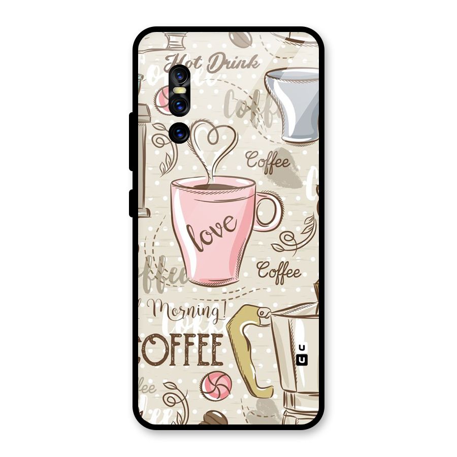 Love Coffee Design Glass Back Case for Vivo V15 Pro
