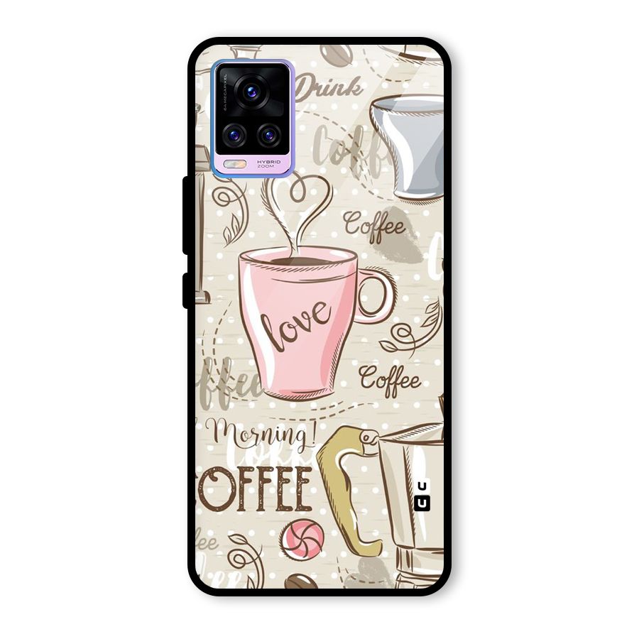 Love Coffee Design Glass Back Case for Vivo V20 Pro