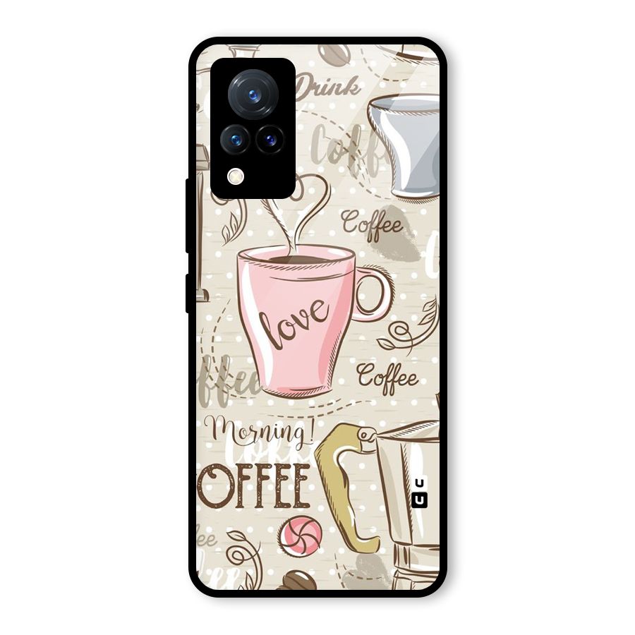 Love Coffee Design Glass Back Case for Vivo V21 5G