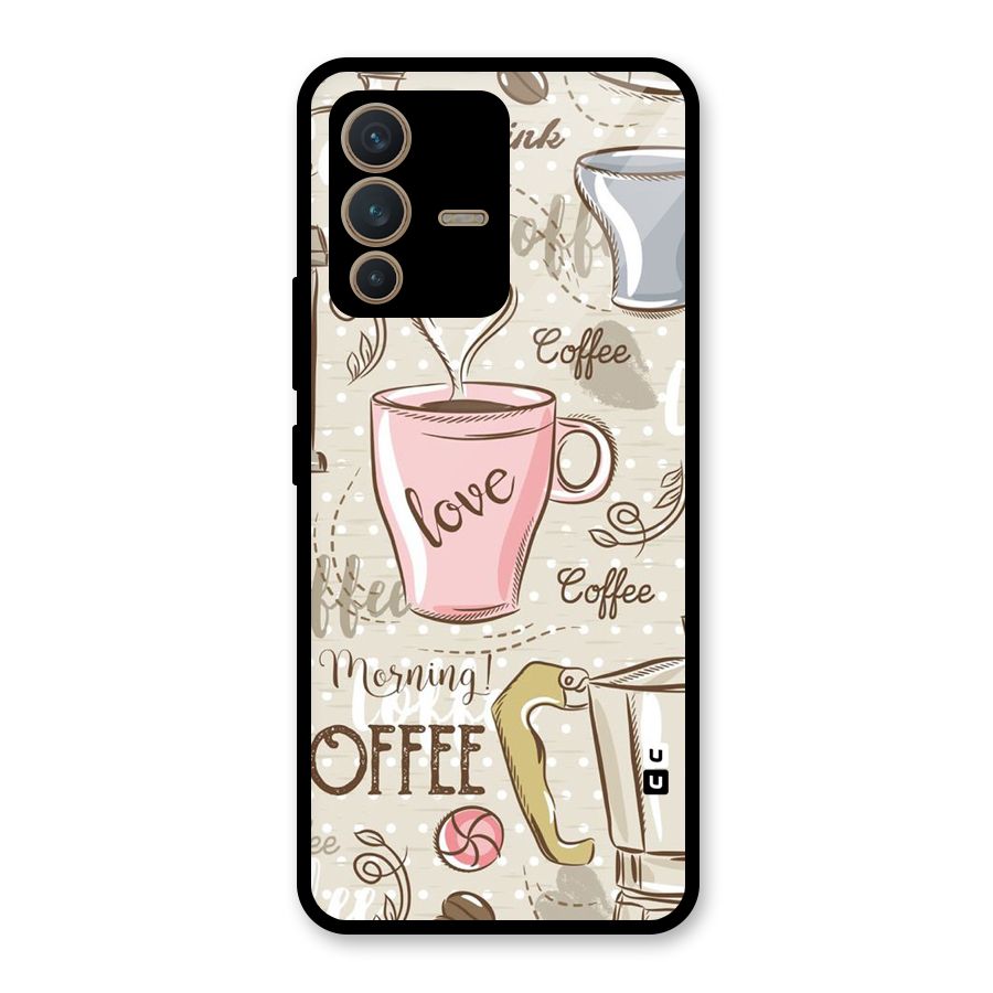 Love Coffee Design Glass Back Case for Vivo V23 5G
