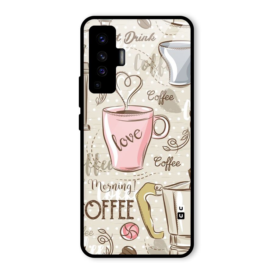 Love Coffee Design Glass Back Case for Vivo X50