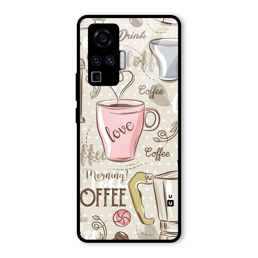 Love Coffee Design Glass Back Case for Vivo X50 Pro