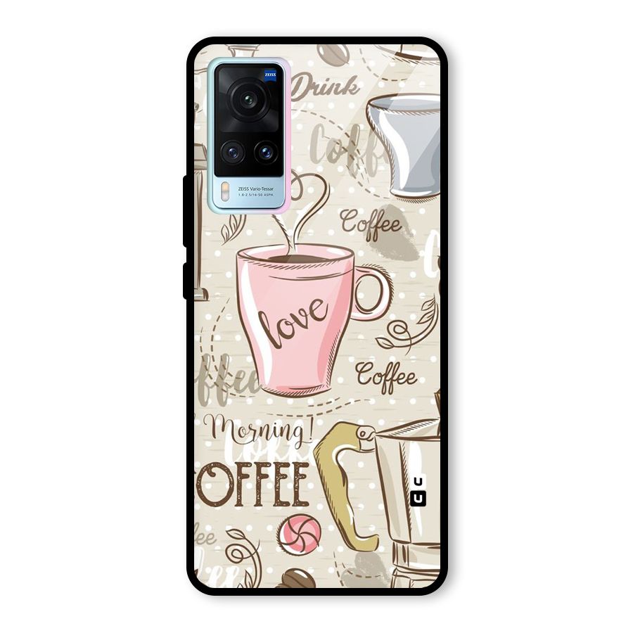 Love Coffee Design Glass Back Case for Vivo X60