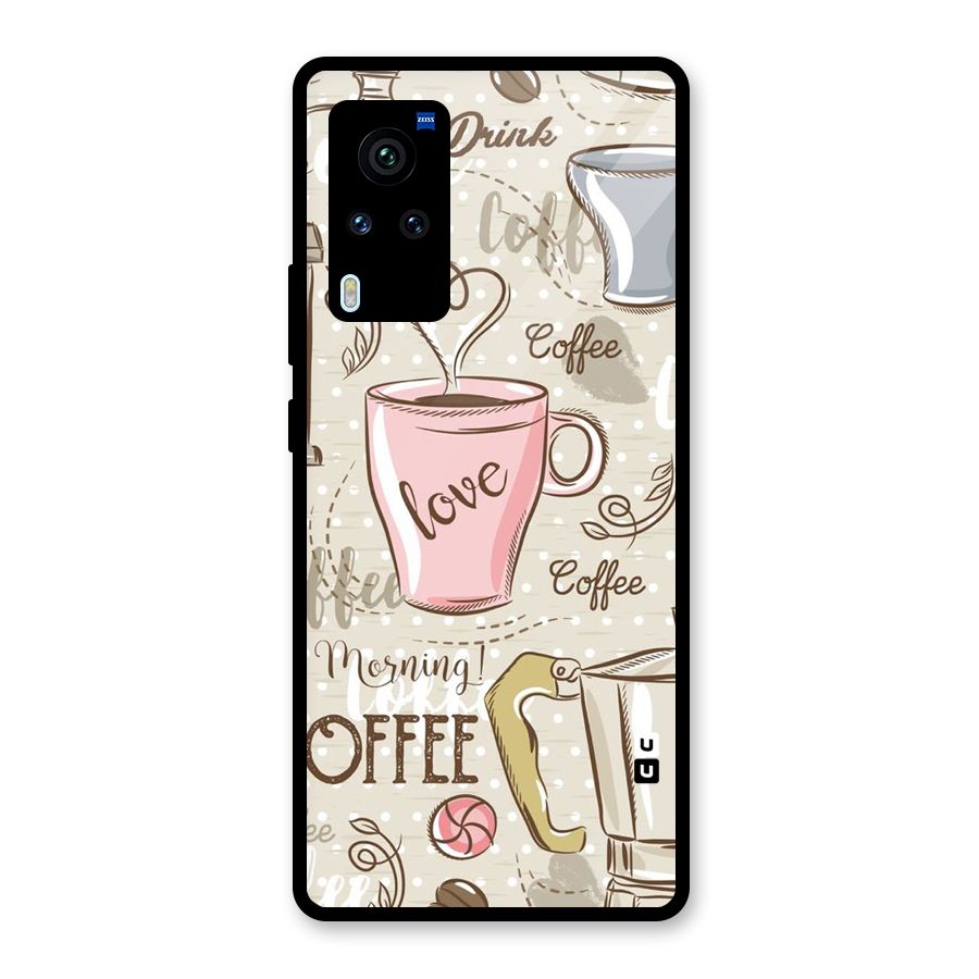 Love Coffee Design Glass Back Case for Vivo X60 Pro