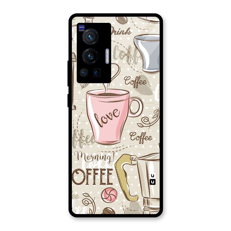 Love Coffee Design Glass Back Case for Vivo X70 Pro