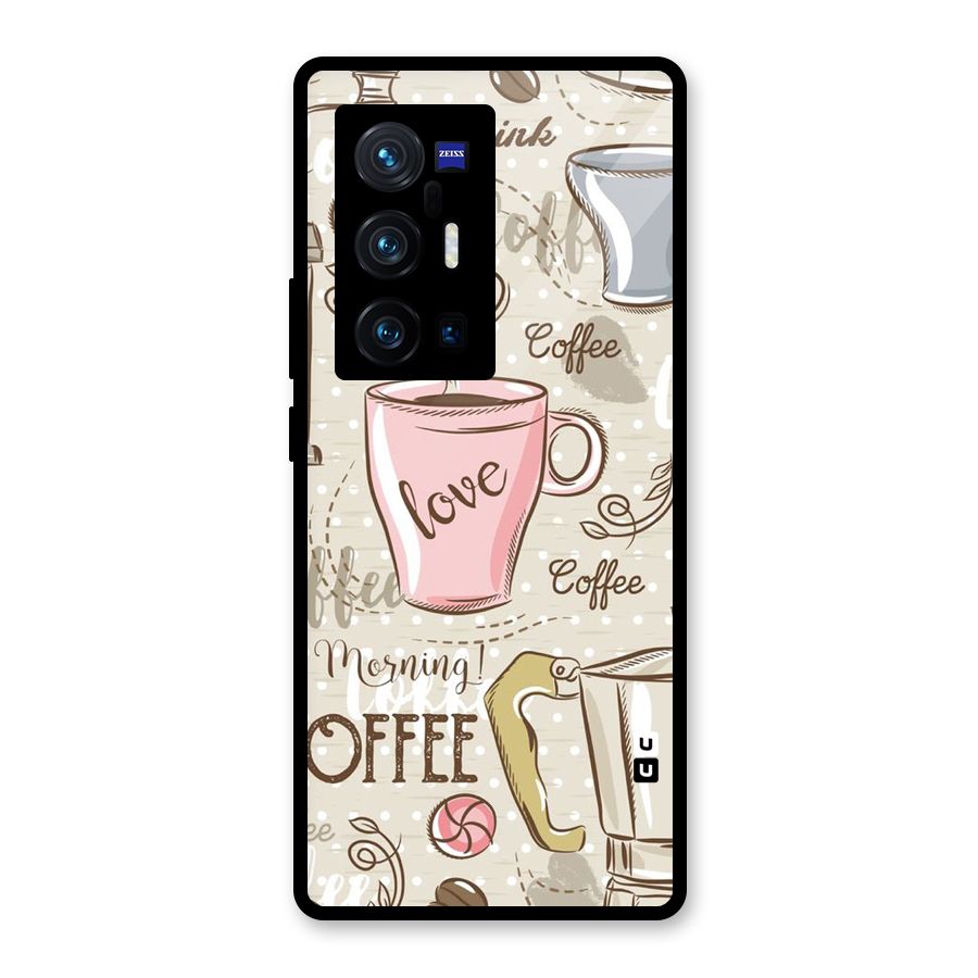 Love Coffee Design Glass Back Case for Vivo X70 Pro Plus