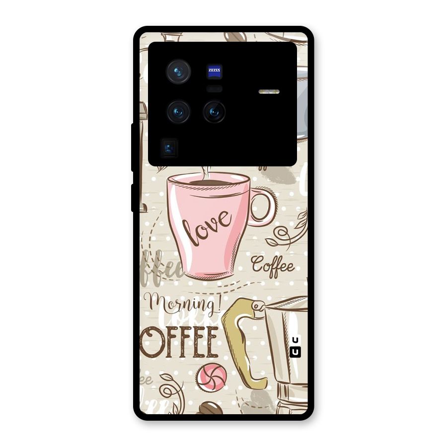 Love Coffee Design Glass Back Case for Vivo X80 Pro