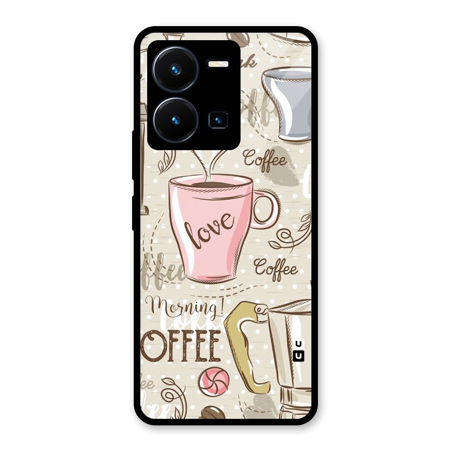 Love Coffee Design Glass Back Case for Vivo Y35