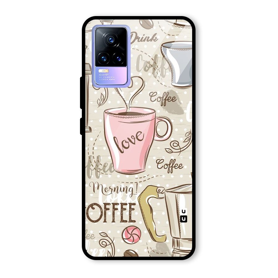 Love Coffee Design Glass Back Case for Vivo Y73