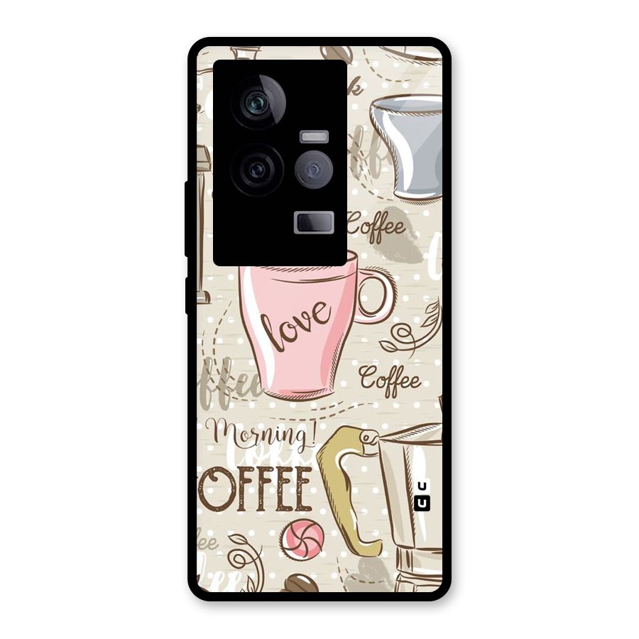 Love Coffee Design Glass Back Case for Vivo iQOO 11 5G