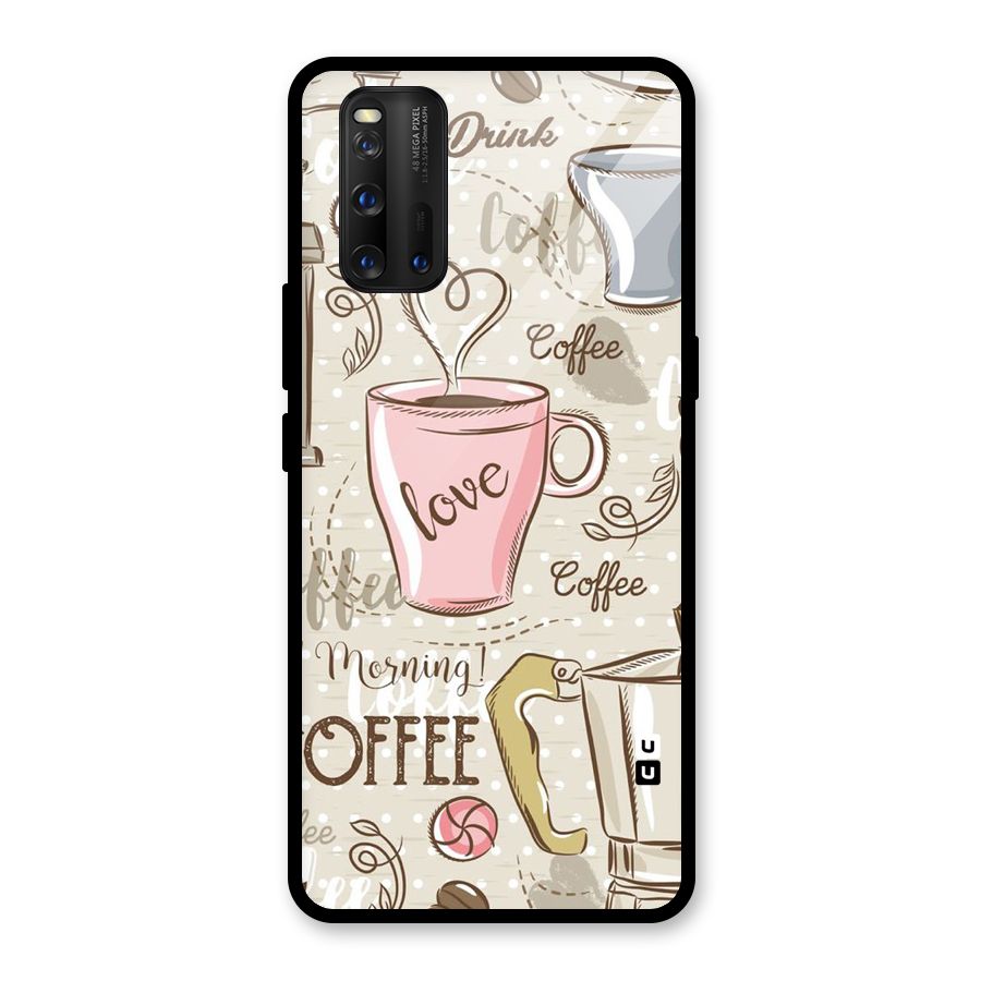 Love Coffee Design Glass Back Case for Vivo iQOO 3