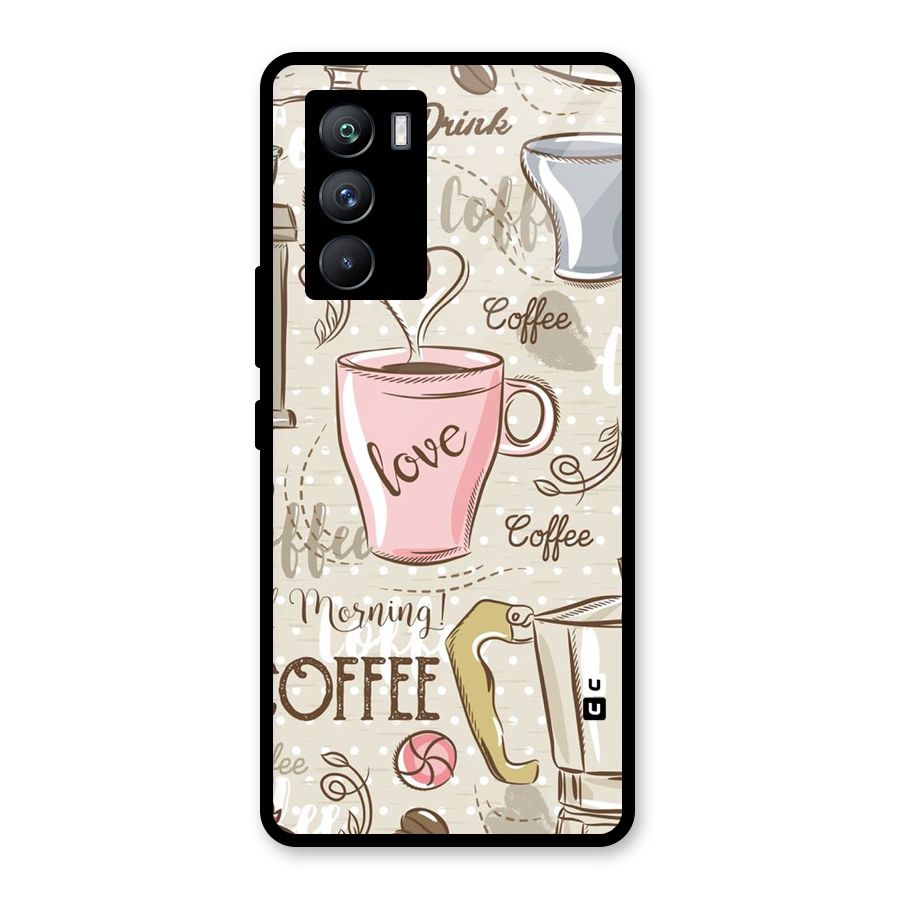 Love Coffee Design Glass Back Case for Vivo iQOO 9 SE