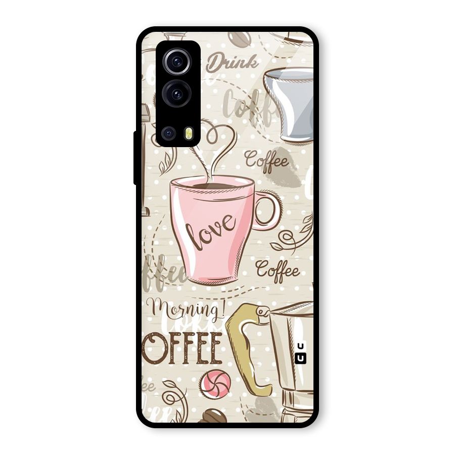 Love Coffee Design Glass Back Case for Vivo iQOO Z3