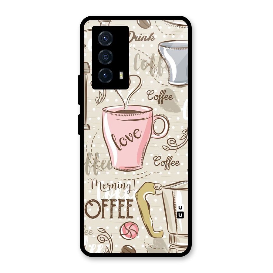 Love Coffee Design Glass Back Case for Vivo iQOO Z5