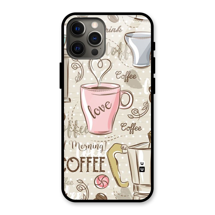 Love Coffee Design Glass Back Case for iPhone 12 Pro Max