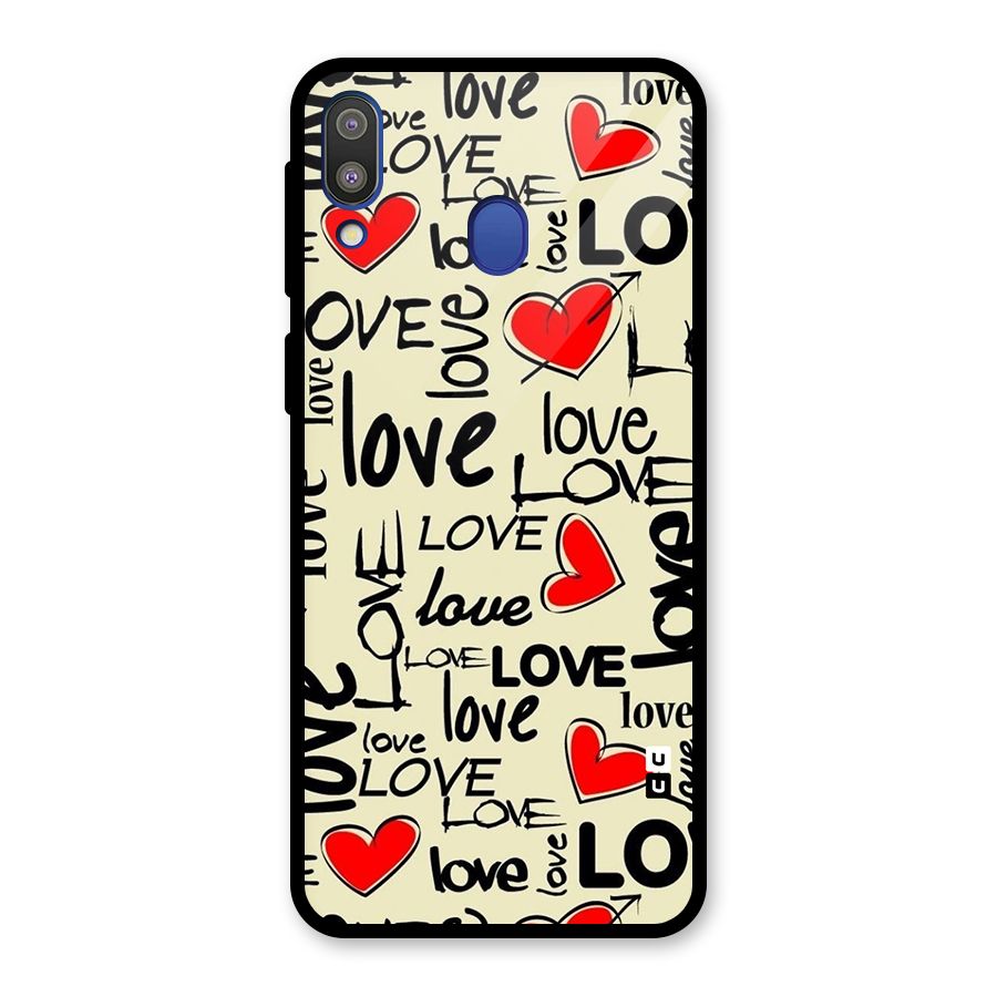 Love Hearts Pattern Glass Back Case for Galaxy M20