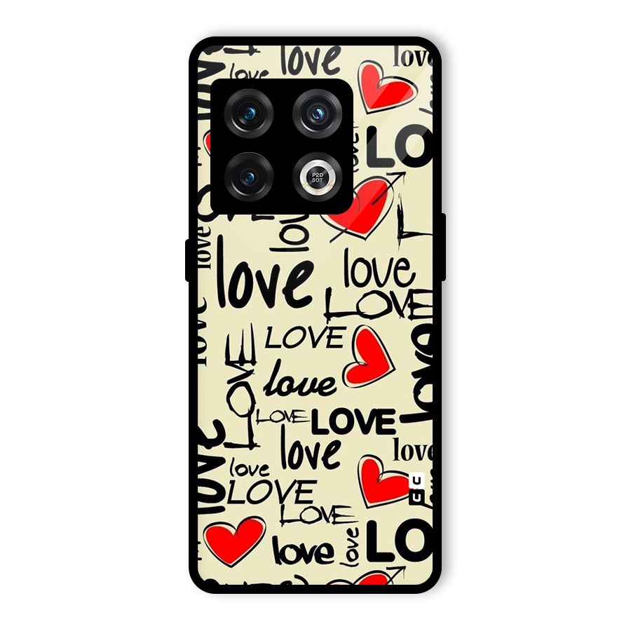 Love Hearts Pattern Glass Back Case for OnePlus 10 Pro 5G