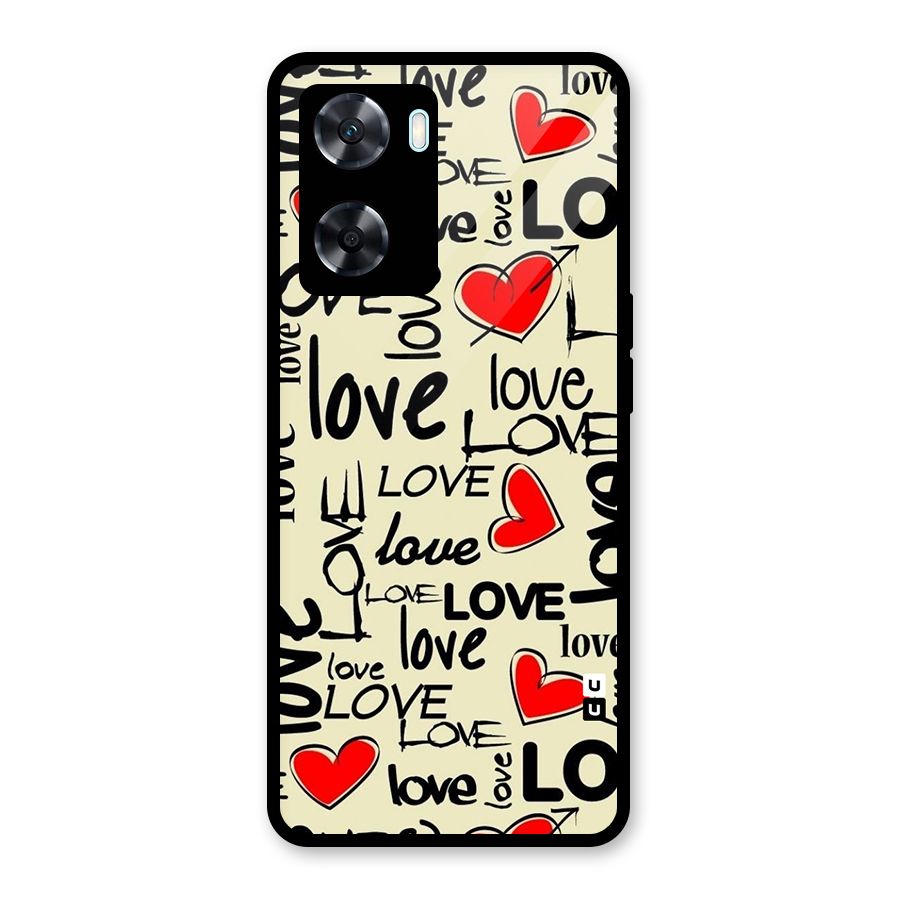Love Hearts Pattern Glass Back Case for Oppo A77