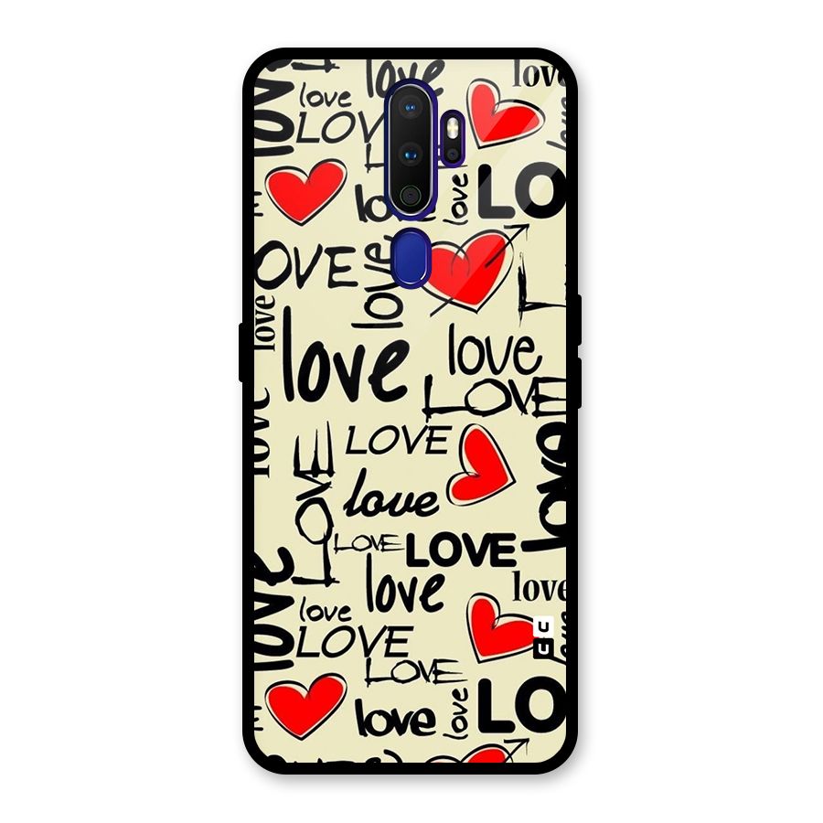 Love Hearts Pattern Glass Back Case for Oppo A9 (2020)