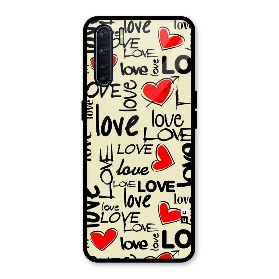 Love Hearts Pattern Glass Back Case for Oppo F15