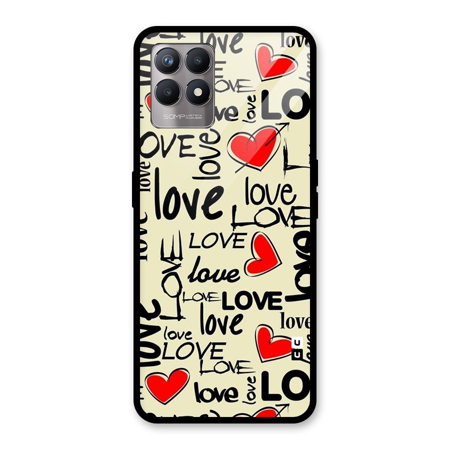 Love Hearts Pattern Glass Back Case for Realme Narzo 50
