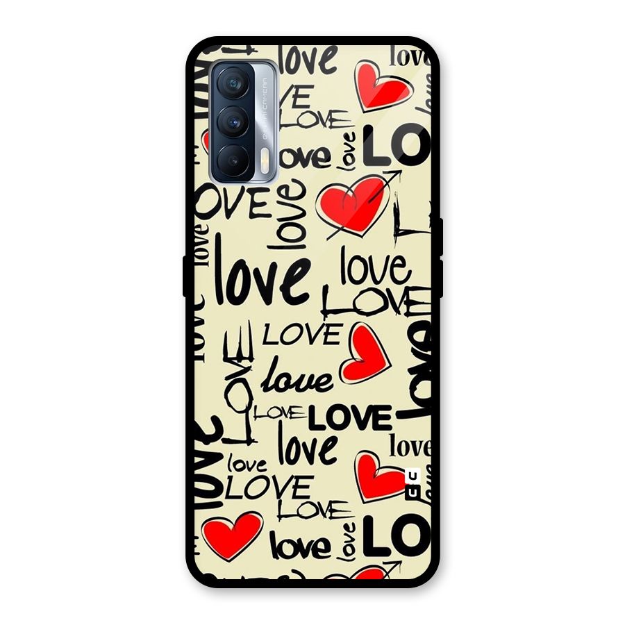 Love Hearts Pattern Glass Back Case for Realme X7