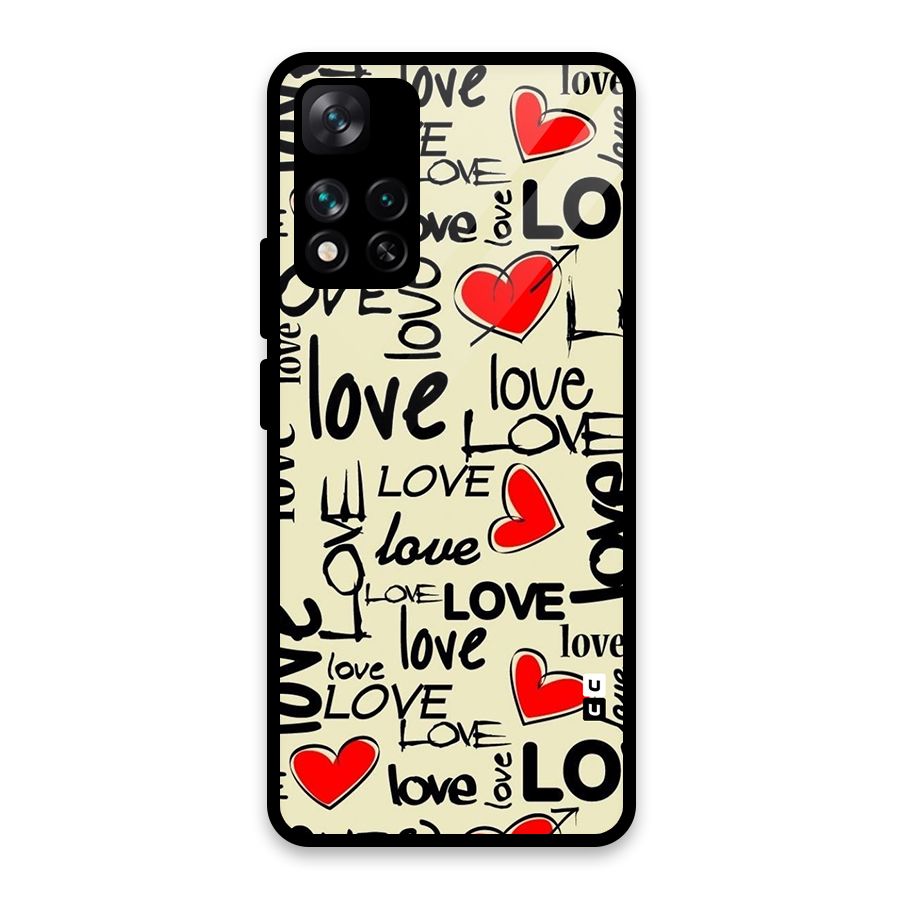 Love Hearts Pattern Glass Back Case for Xiaomi 11i HyperCharge 5G