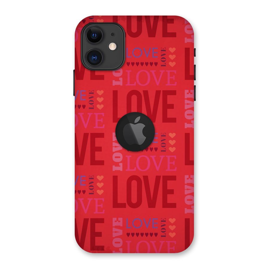 Love Pattern Back Case for iPhone 11 Logo Cut